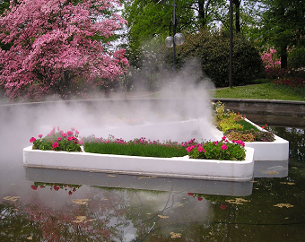 Завладяващи ефекти за градини, паркове, алеи с водна мъгла